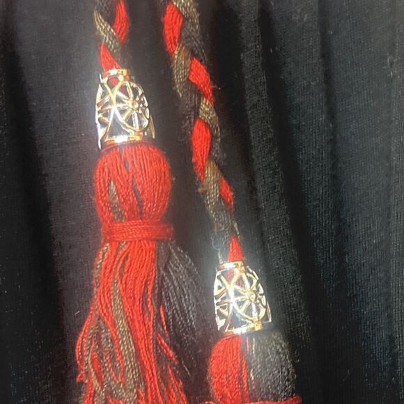 Women’s 3XL Black Peasant Top Long Sleeved Heavily Embroidered Collar Tassels - Picture 5 of 9